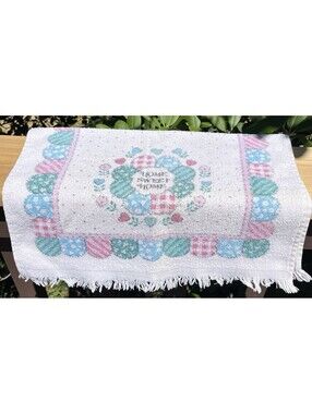 Vintage Cannon Home Sweet Home Country Patchwork Tea Towel 15x22” 90s Cottage
